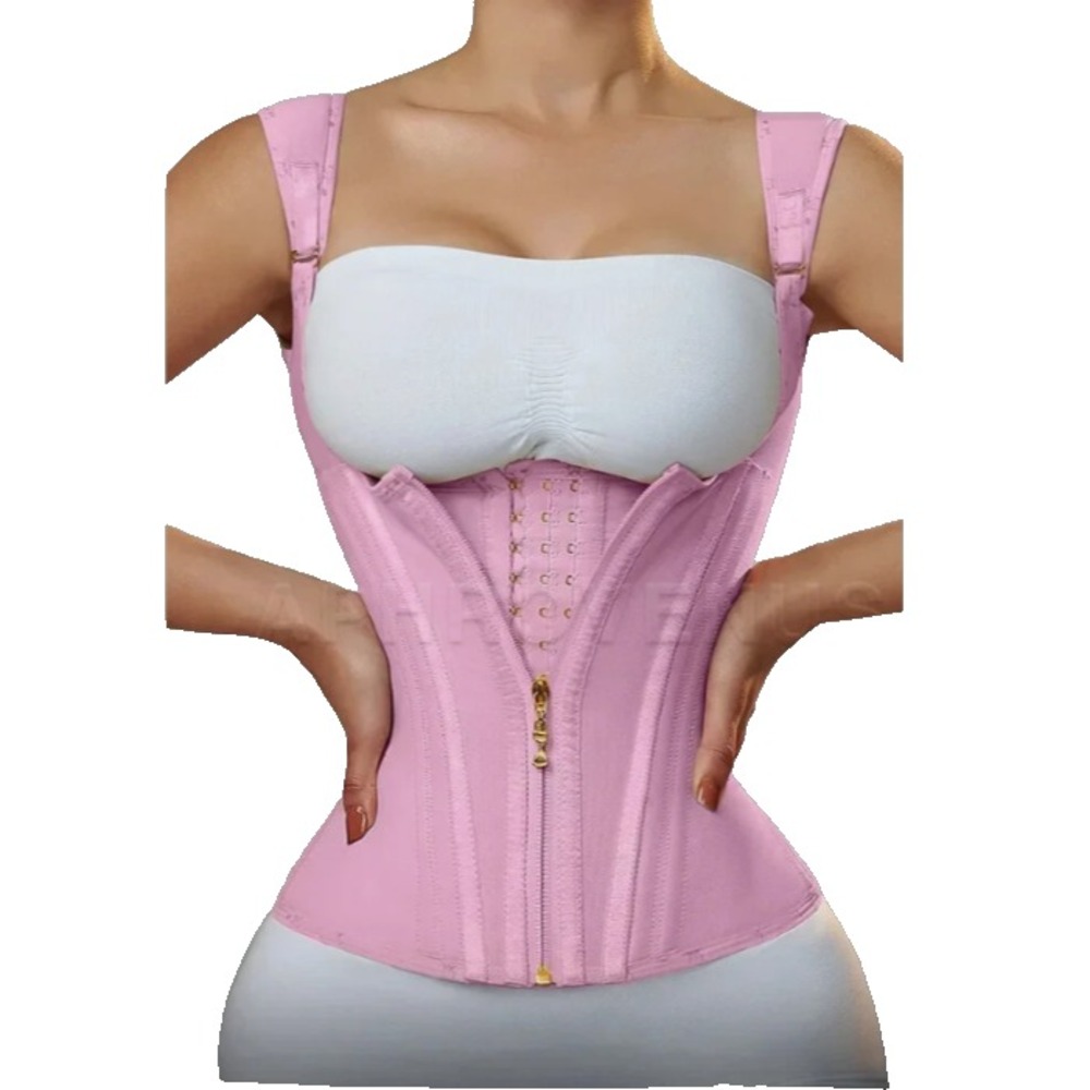Women Double Compression Waist Trainer Corset with Bone Adjustable Zipper Size M
